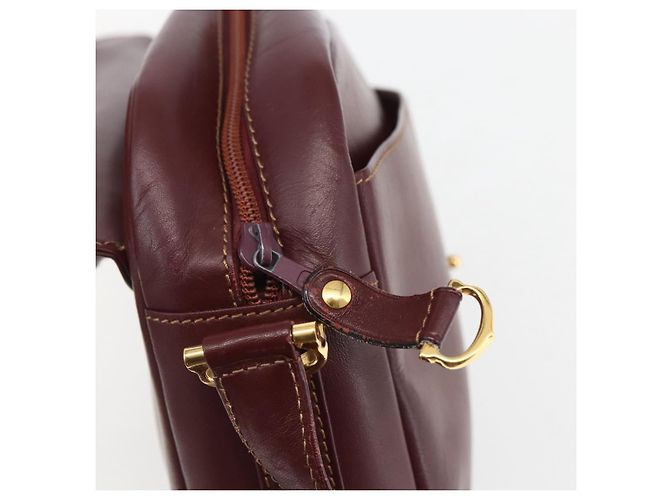 CARTIER Borsa a Spalla Must Line Pelle Bordeaux Oro Auth 151746 D'oro Bordò - vista 9