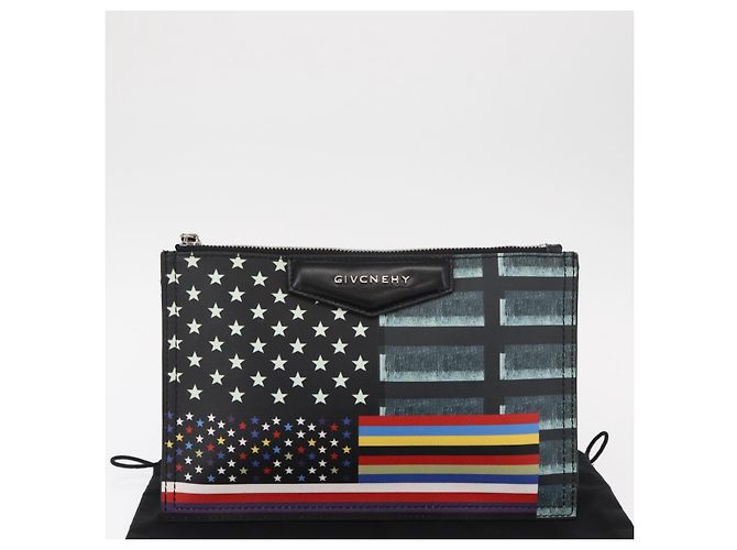 Borsa Clutch GIVENCHY in pelle nera argento Auth BA8441 Nero - vista 12