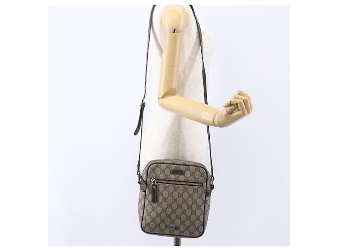 Gucci Borsa a Spalla GG Supreme PVC Beige Oro 233268 Auth 153011 D'oro - vista 24