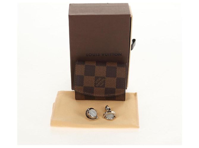 LOUIS VUITTON Set di Bracciali Damier Ebene Argento LV Auth BA8383V - Ansicht 12