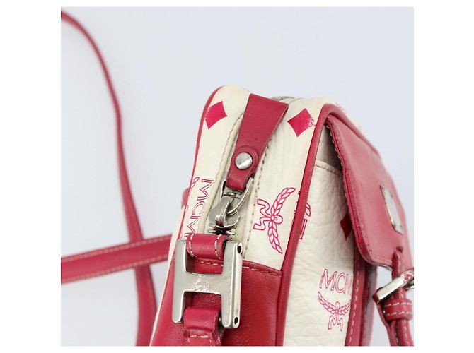MCM Vicetos Logogram Schultertasche aus PVC-Leder Weiß Silber Authentisch 153908 - Ansicht 10