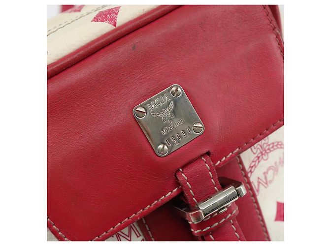 MCM Vicetos Logogram Schultertasche aus PVC-Leder Weiß Silber Authentisch 153908 - Ansicht 12
