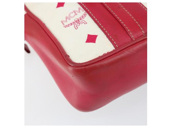 MCM Vicetos Logogram Schultertasche aus PVC-Leder Weiß Silber Authentisch 153908 - Ansicht 15