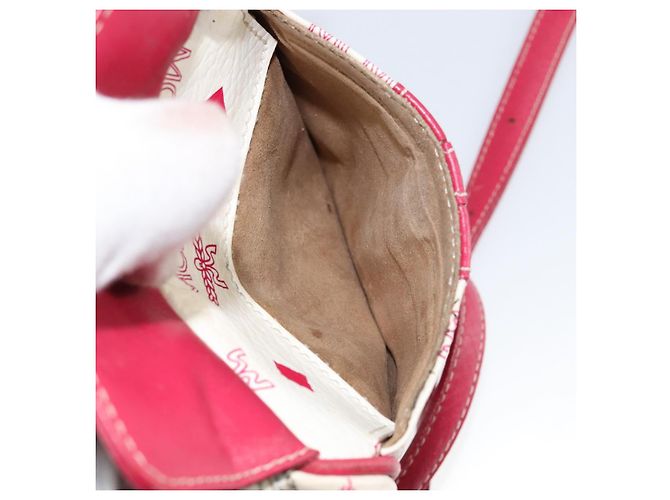 MCM Vicetos Logogram Schultertasche aus PVC-Leder Weiß Silber Authentisch 153908 - Ansicht 24