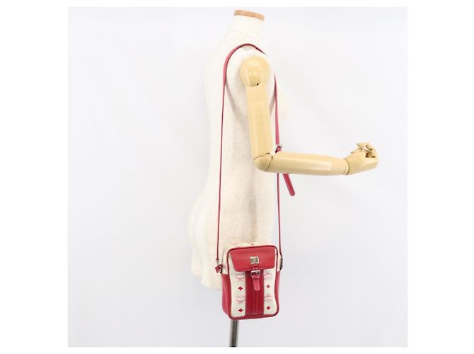 MCM Vicetos Logogram Schultertasche aus PVC-Leder Weiß Silber Authentisch 153908 - Ansicht 25