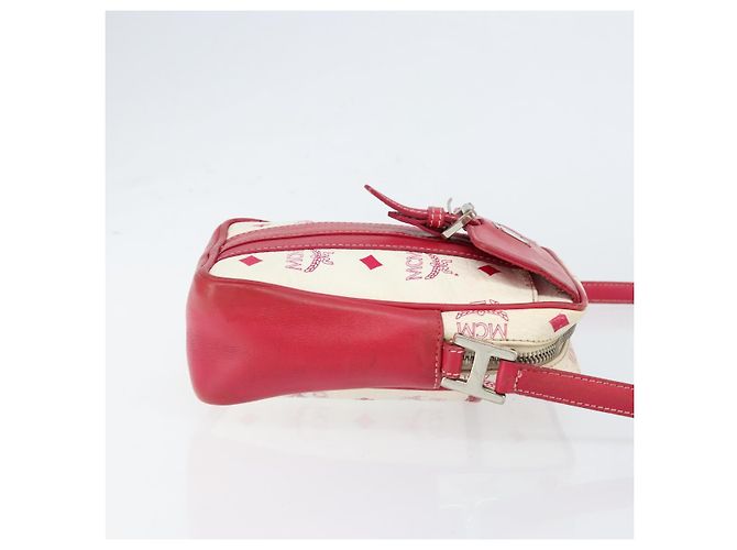MCM Vicetos Logogram Schultertasche aus PVC-Leder Weiß Silber Authentisch 153908 - Ansicht 3