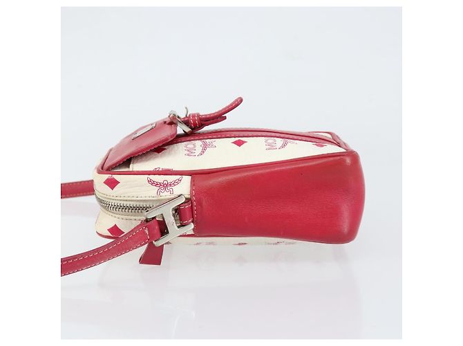 MCM Vicetos Logogram Schultertasche aus PVC-Leder Weiß Silber Authentisch 153908 - Ansicht 4