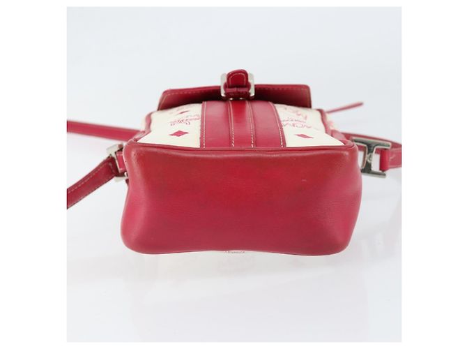 MCM Vicetos Logogram Schultertasche aus PVC-Leder Weiß Silber Authentisch 153908 - Ansicht 5