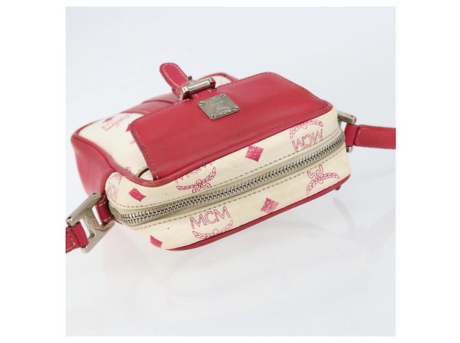 MCM Vicetos Logogram Schultertasche aus PVC-Leder Weiß Silber Authentisch 153908 - Ansicht 6