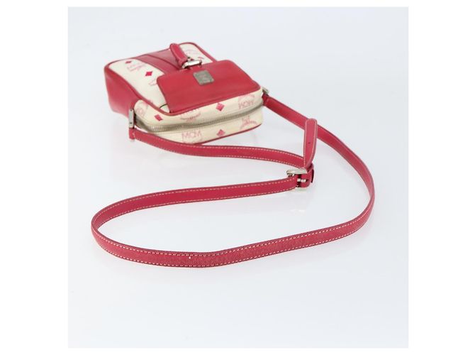 MCM Vicetos Logogram Schultertasche aus PVC-Leder Weiß Silber Authentisch 153908 - Ansicht 7