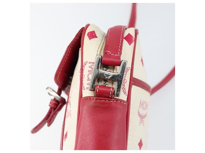 MCM Vicetos Logogram Schultertasche aus PVC-Leder Weiß Silber Authentisch 153908 - Ansicht 9