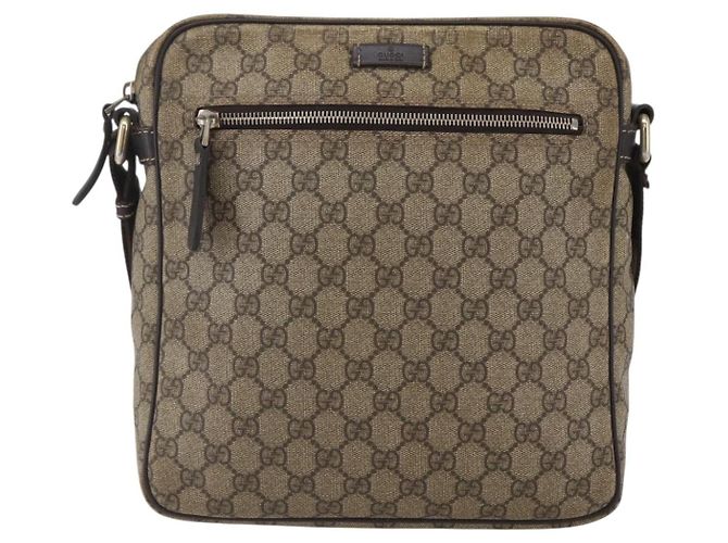 Gucci Borsa a Spalla GG Supreme PVC Marrone Oro 201448 Auth ka392 D'oro - vista 13