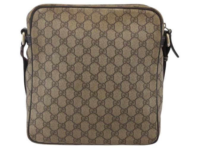Gucci Borsa a Spalla GG Supreme PVC Marrone Oro 201448 Auth ka392 D'oro - vista 2