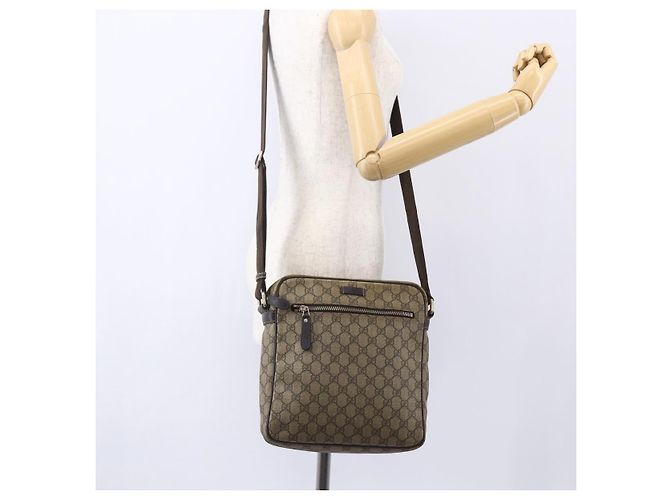 Gucci Borsa a Spalla GG Supreme PVC Marrone Oro 201448 Auth ka392 D'oro - vista 23