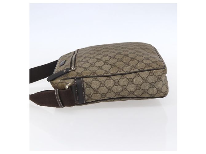Gucci Borsa a Spalla GG Supreme PVC Marrone Oro 201448 Auth ka392 D'oro - vista 3