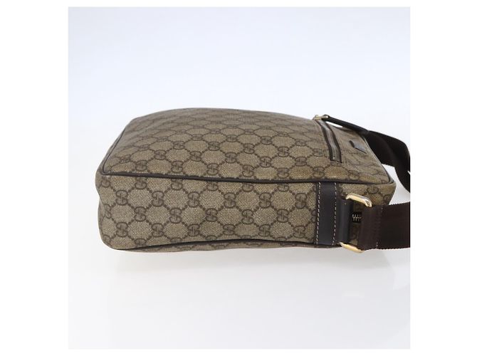 Gucci Borsa a Spalla GG Supreme PVC Marrone Oro 201448 Auth ka392 D'oro - vista 4