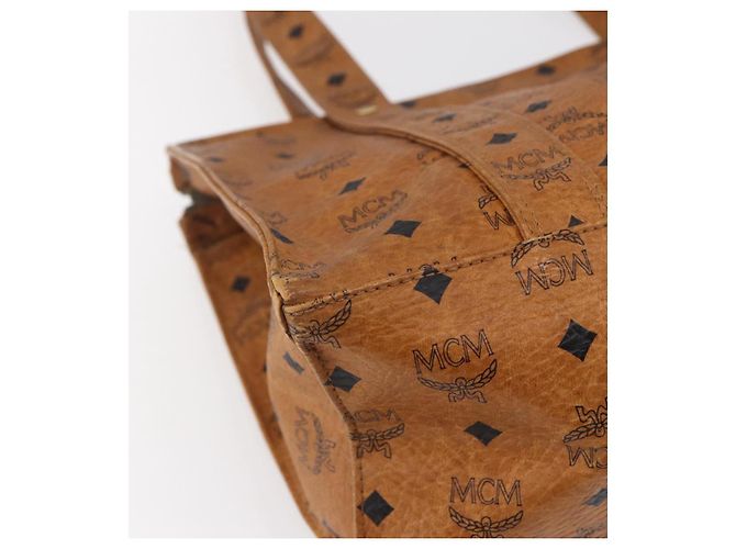 Borsa Tote Vicetos Logogram MCM in pelle PVC marrone e oro Auth BA8430 D'oro - vista 14