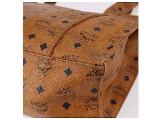 Borsa Tote Vicetos Logogram MCM in pelle PVC marrone e oro Auth BA8430 D'oro - vista 15