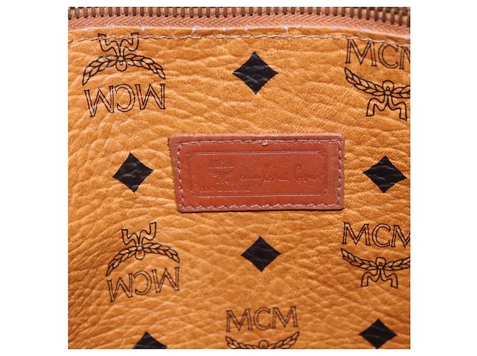 Borsa Tote Vicetos Logogram MCM in pelle PVC marrone e oro Auth BA8430 D'oro - vista 17