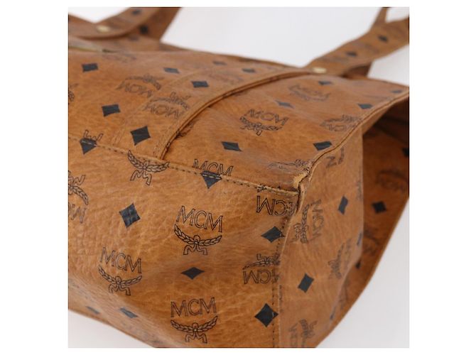 Borsa Tote Vicetos Logogram MCM in pelle PVC marrone e oro Auth BA8430 D'oro - vista 9