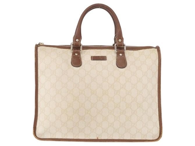 Gucci Borsa GG Supreme in PVC crema e oro 190259 Auth ka255 D'oro Crudo - vista 13