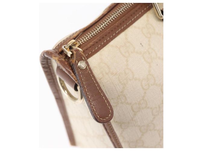 Gucci Borsa GG Supreme in PVC crema e oro 190259 Auth ka255 D'oro Crudo - vista 18