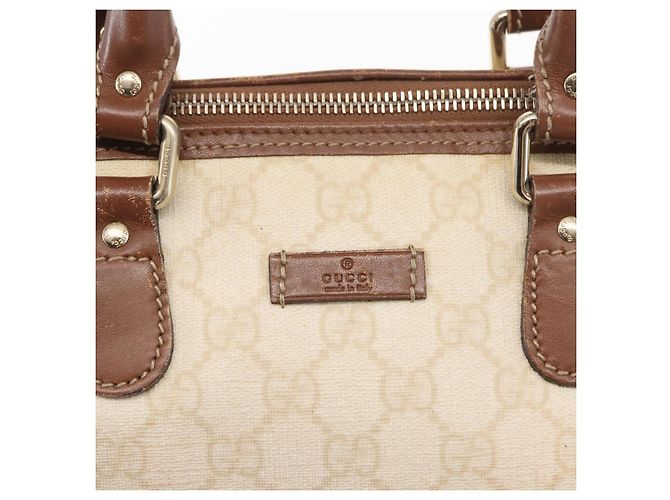 Gucci Borsa GG Supreme in PVC crema e oro 190259 Auth ka255 D'oro Crudo - vista 19