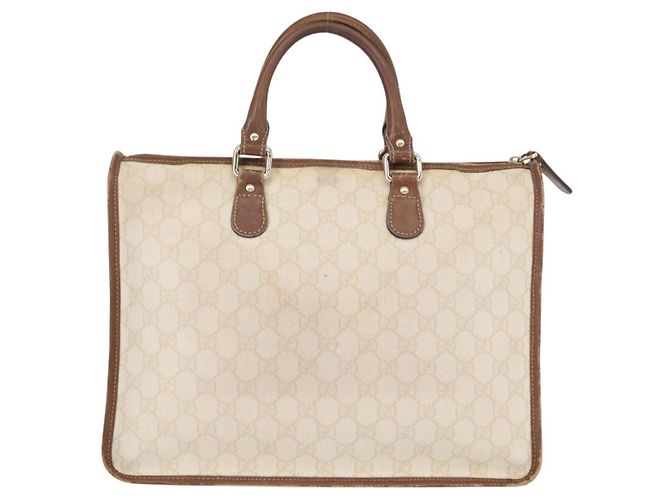 Gucci Borsa GG Supreme in PVC crema e oro 190259 Auth ka255 D'oro Crudo - vista 2