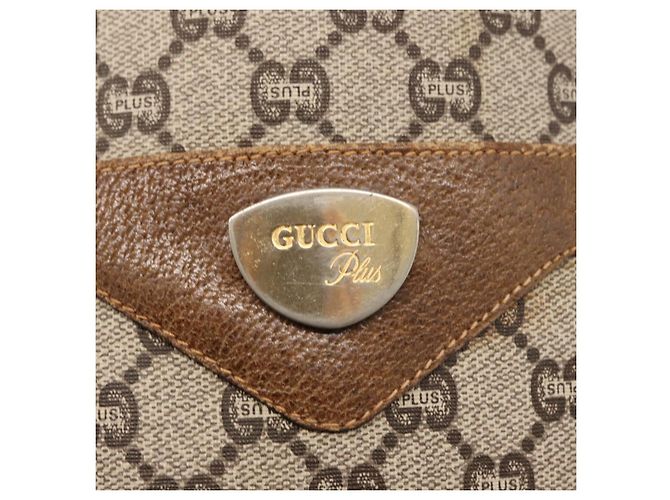 GUCCI GG Plus Supreme Web Sherry Line Tote Bag PVC Beige Red Green Auth ka315 - view 17
