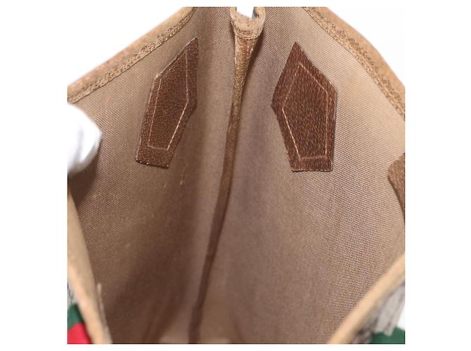 GUCCI GG Plus Supreme Web Sherry Line Tote Bag PVC Beige Red Green Auth ka315 - view 19