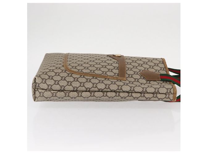GUCCI GG Plus Supreme Web Sherry Line Tote Bag PVC Beige Red Green Auth ka315 - view 3