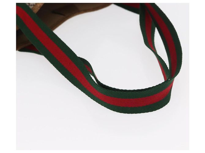 GUCCI GG Plus Supreme Web Sherry Line Tote Bag PVC Beige Red Green Auth ka315 - view 7
