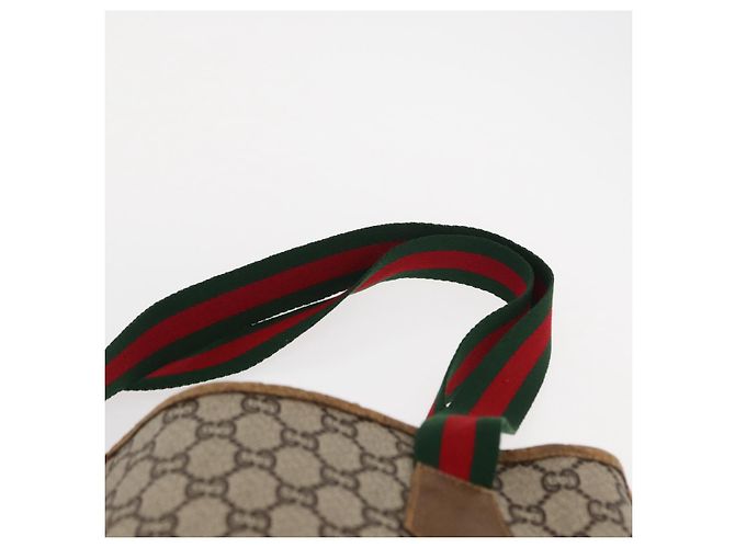 GUCCI GG Plus Supreme Web Sherry Line Tote Bag PVC Beige Red Green Auth ka315 - view 8