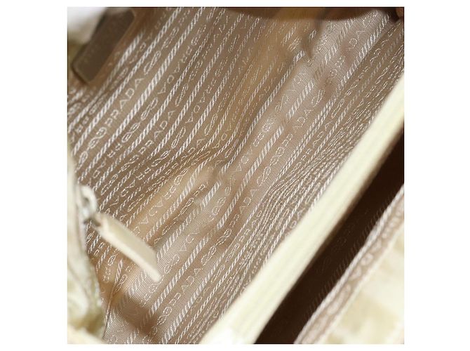 Borsa Tote PRADA in nylon avorio argento Auth ar13818 Crudo - vista 10