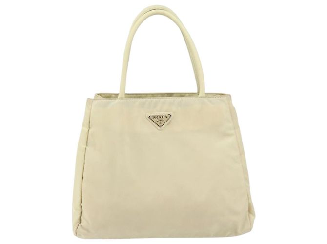 Borsa Tote PRADA in nylon avorio argento Auth ar13818 Crudo - vista 13