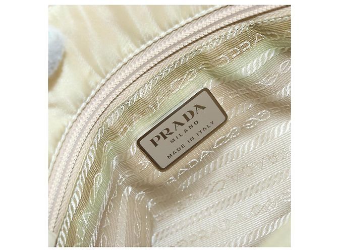Borsa Tote PRADA in nylon avorio argento Auth ar13818 Crudo - vista 18