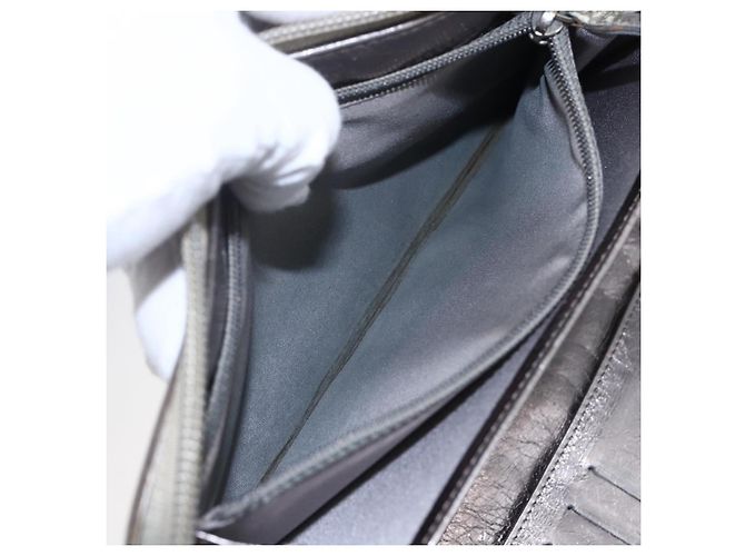 CHANEL Langer Geldbeutel Leder Silber CC Auth 153323 - Ansicht 10