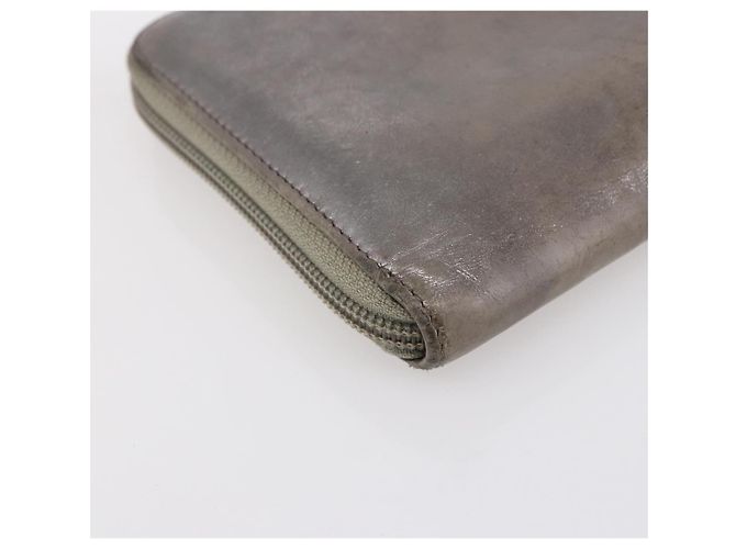 CHANEL Langer Geldbeutel Leder Silber CC Auth 153323 - Ansicht 16