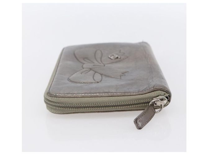 CHANEL Langer Geldbeutel Leder Silber CC Auth 153323 - Ansicht 3