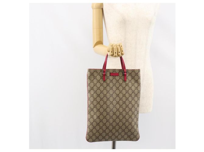 Gucci Borsa a mano GG Supreme in PVC beige 117551 Auth yk19795 - vista 22