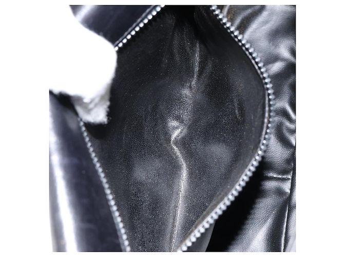 Bolso de Hombro CÉLINE Carroza de Cuero Negro y Dorado Auth ka264 - vista 12