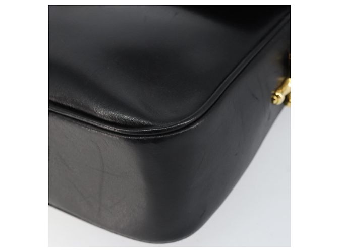 Bolso de Hombro CÉLINE Carroza de Cuero Negro y Dorado Auth ka264 - vista 14