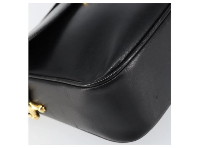 Bolso de Hombro CÉLINE Carroza de Cuero Negro y Dorado Auth ka264 - vista 15