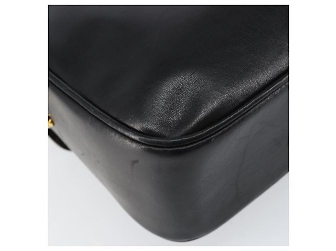 Bolso de Hombro CÉLINE Carroza de Cuero Negro y Dorado Auth ka264 - vista 17