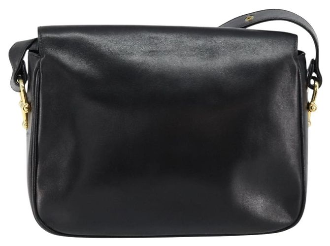 Bolso de Hombro CÉLINE Carroza de Cuero Negro y Dorado Auth ka264 - vista 2