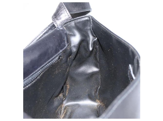 Bolso de Hombro CÉLINE Carroza de Cuero Negro y Dorado Auth ka264 - vista 20