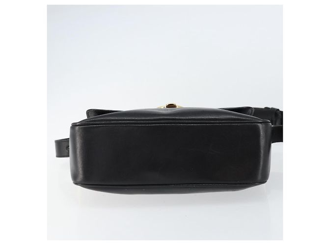 Bolso de Hombro CÉLINE Carroza de Cuero Negro y Dorado Auth ka264 - vista 5