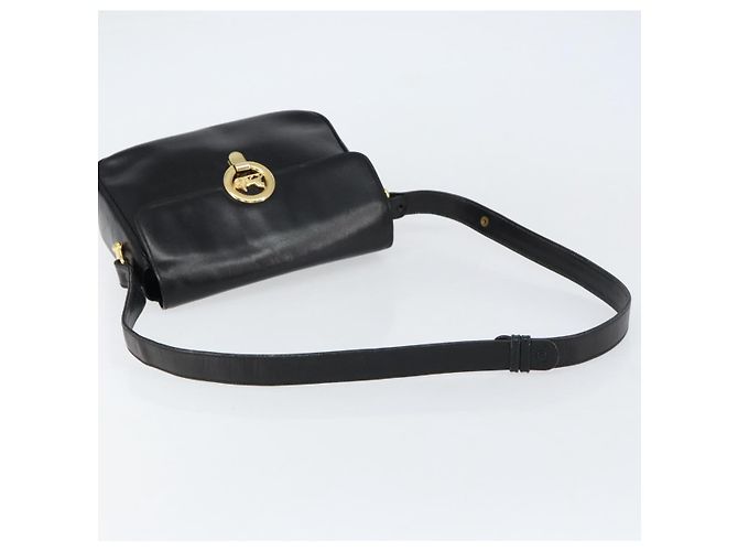 Bolso de Hombro CÉLINE Carroza de Cuero Negro y Dorado Auth ka264 - vista 7