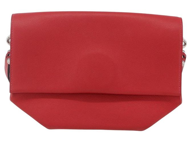 Hermès HERMES Opry 24 Borsa a Spalla in Pelle Rossa Argento Auth 154087SM Rosso - vista 13