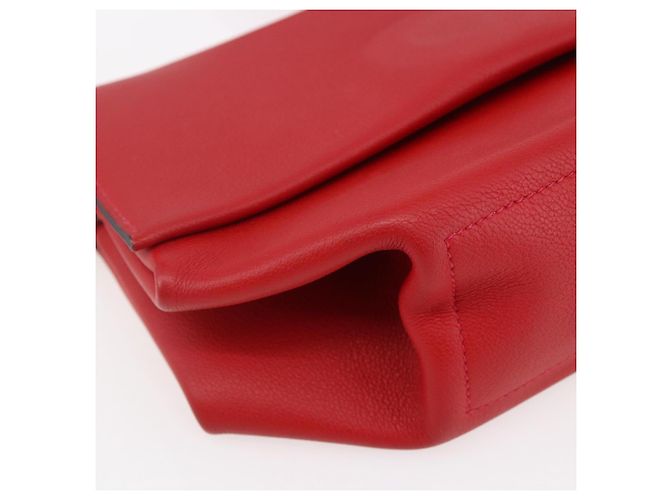 Hermès HERMES Opry 24 Borsa a Spalla in Pelle Rossa Argento Auth 154087SM Rosso - vista 14